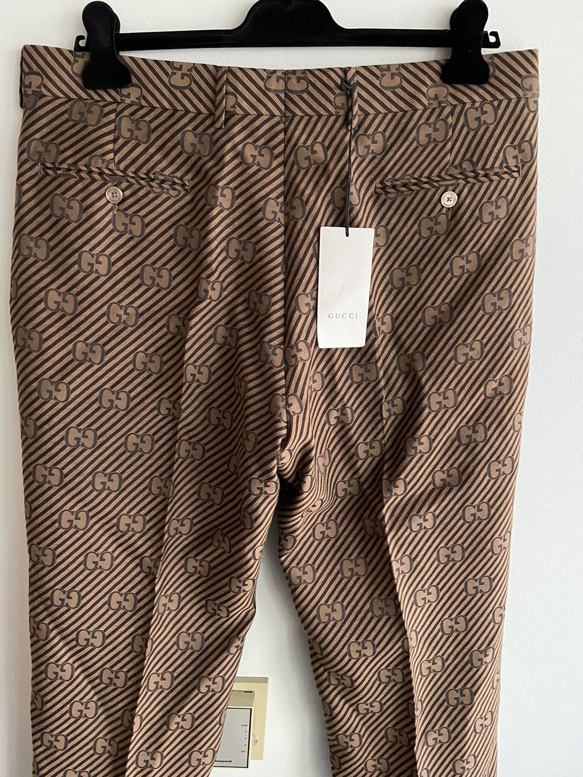 Gucci Rare $3k Super Runway Gucci Diagonal Silk Monogram Pant Size US 32 / EU 48 - 2 Thumbnail