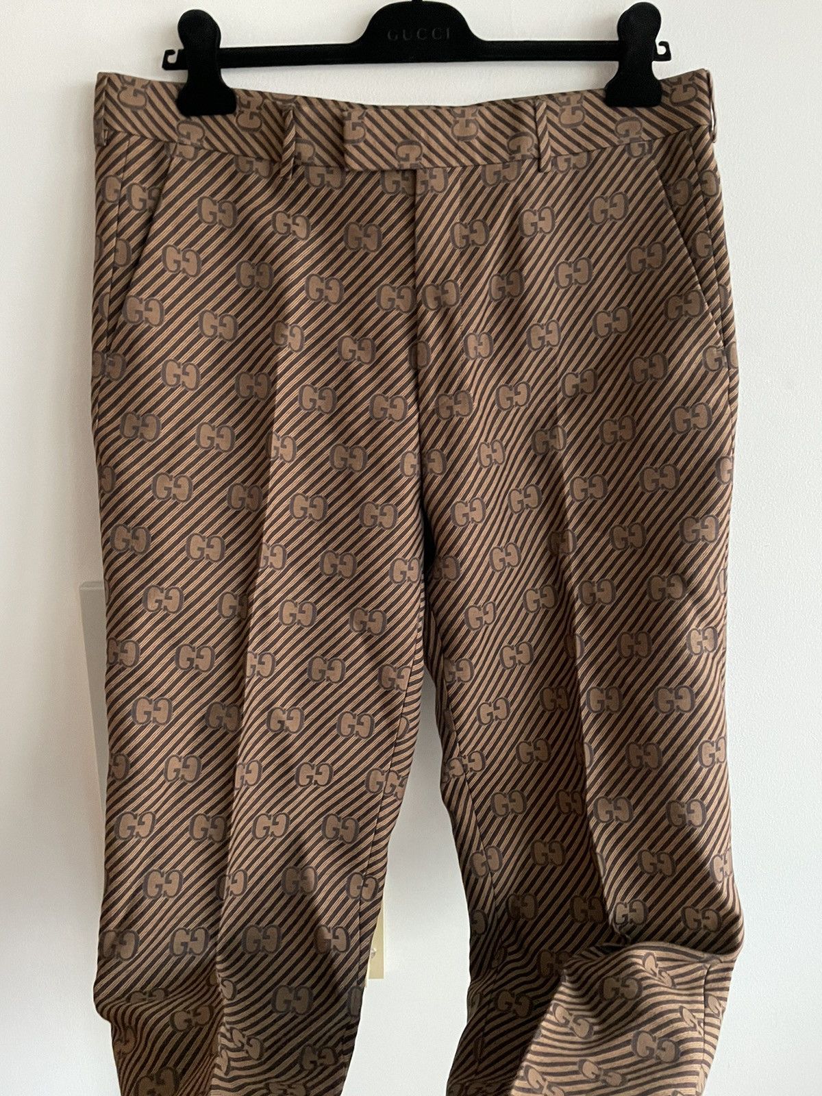 Gucci Rare $3k Super Runway Gucci Diagonal Silk Monogram Pant Size US 32 / EU 48 - 18 Thumbnail