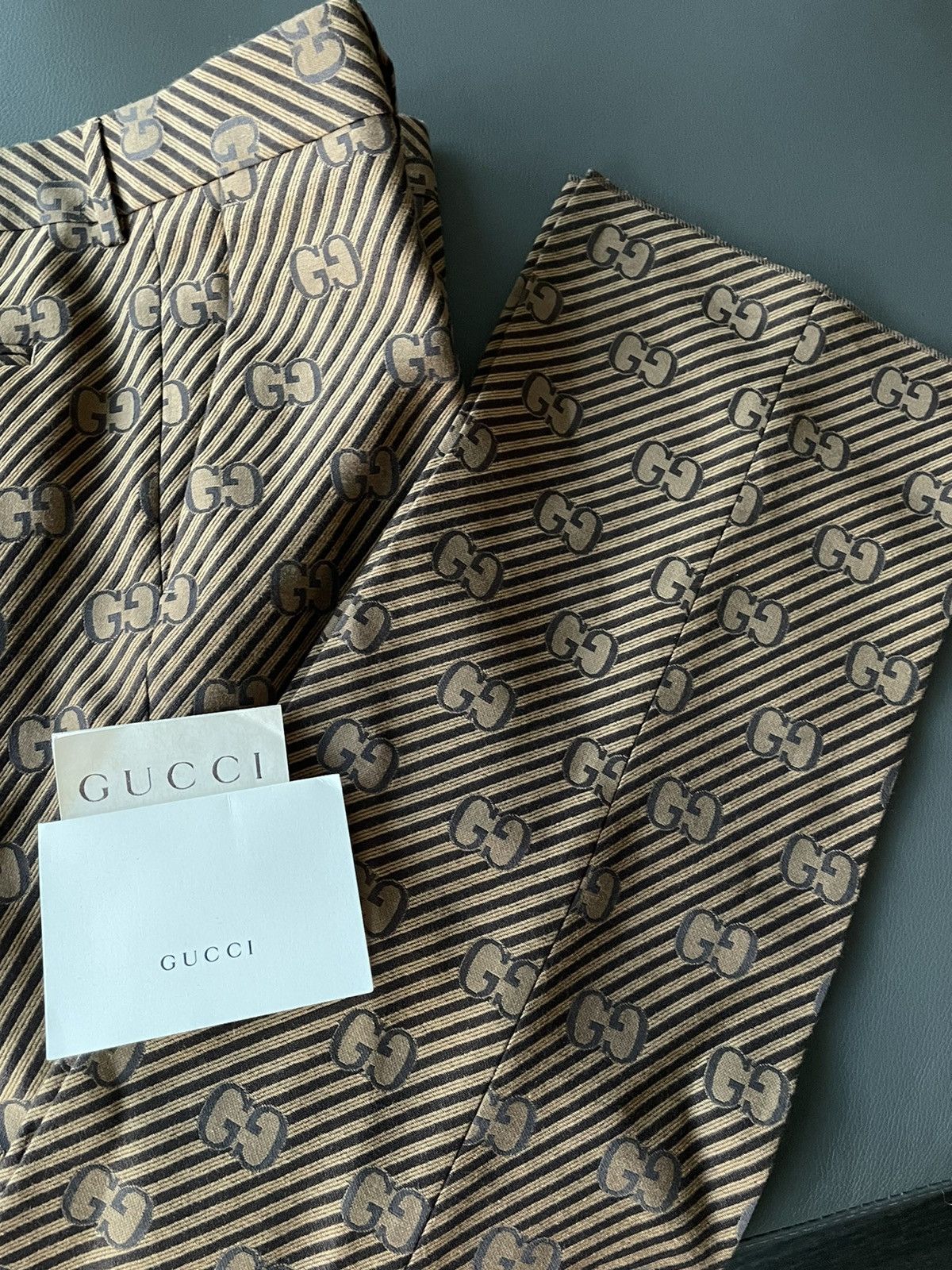 Gucci Rare $3k Super Runway Gucci Diagonal Silk Monogram Pant Size US 32 / EU 48 - 24 Thumbnail
