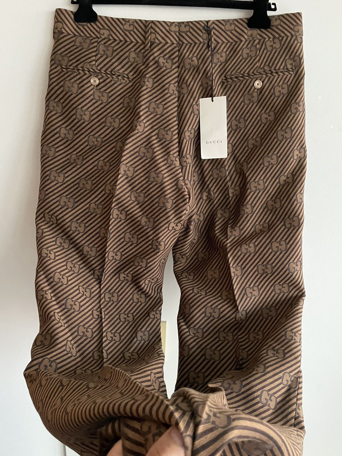 Gucci Rare $3k Super Runway Gucci Diagonal Silk Monogram Pant Size US 32 / EU 48 - 21 Thumbnail