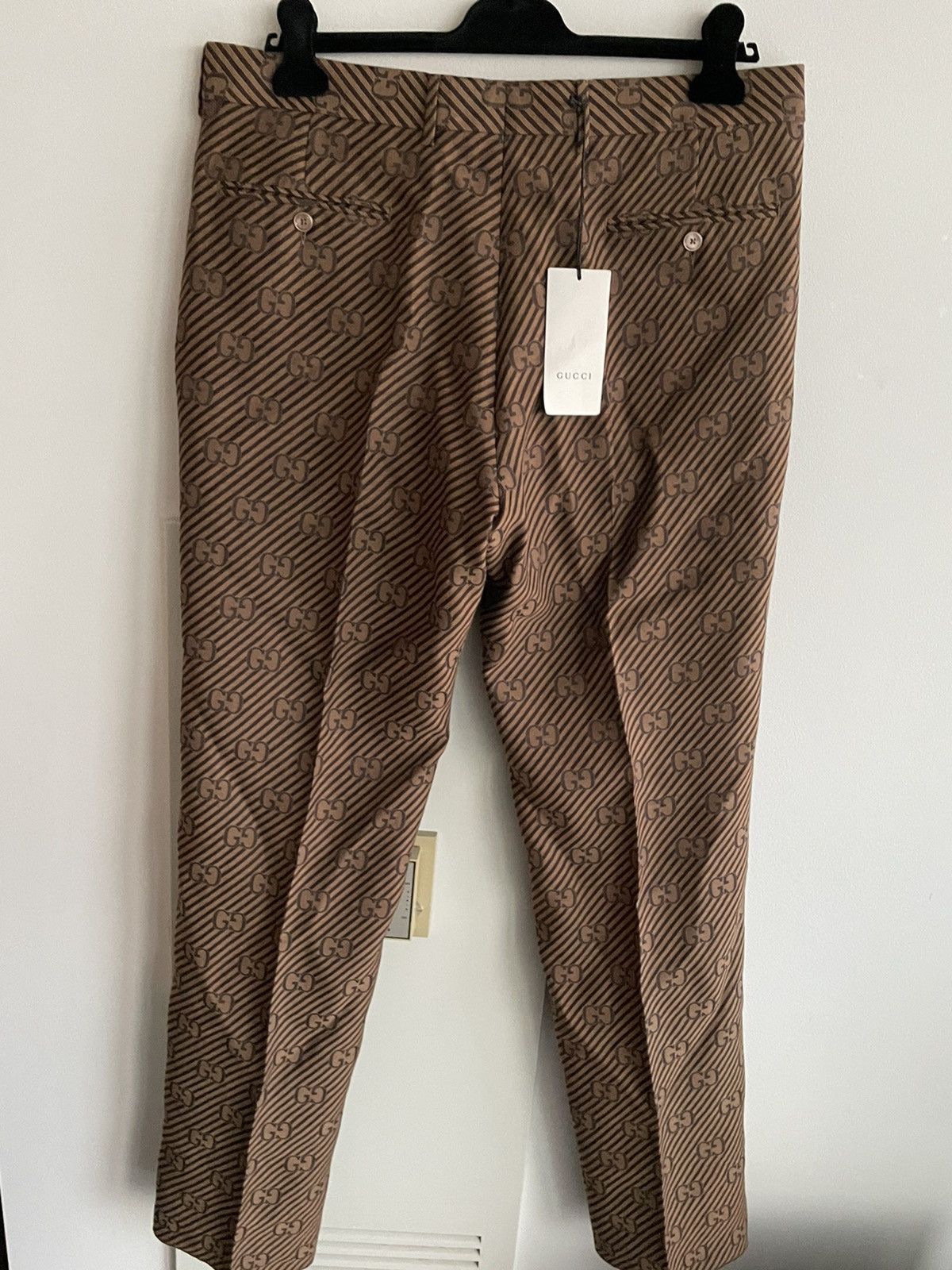 Gucci Rare $3k Super Runway Gucci Diagonal Silk Monogram Pant Size US 32 / EU 48 - 15 Thumbnail