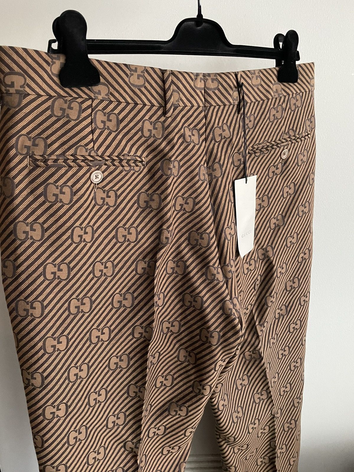 Gucci Rare $3k Super Runway Gucci Diagonal Silk Monogram Pant Size US 32 / EU 48 - 16 Thumbnail