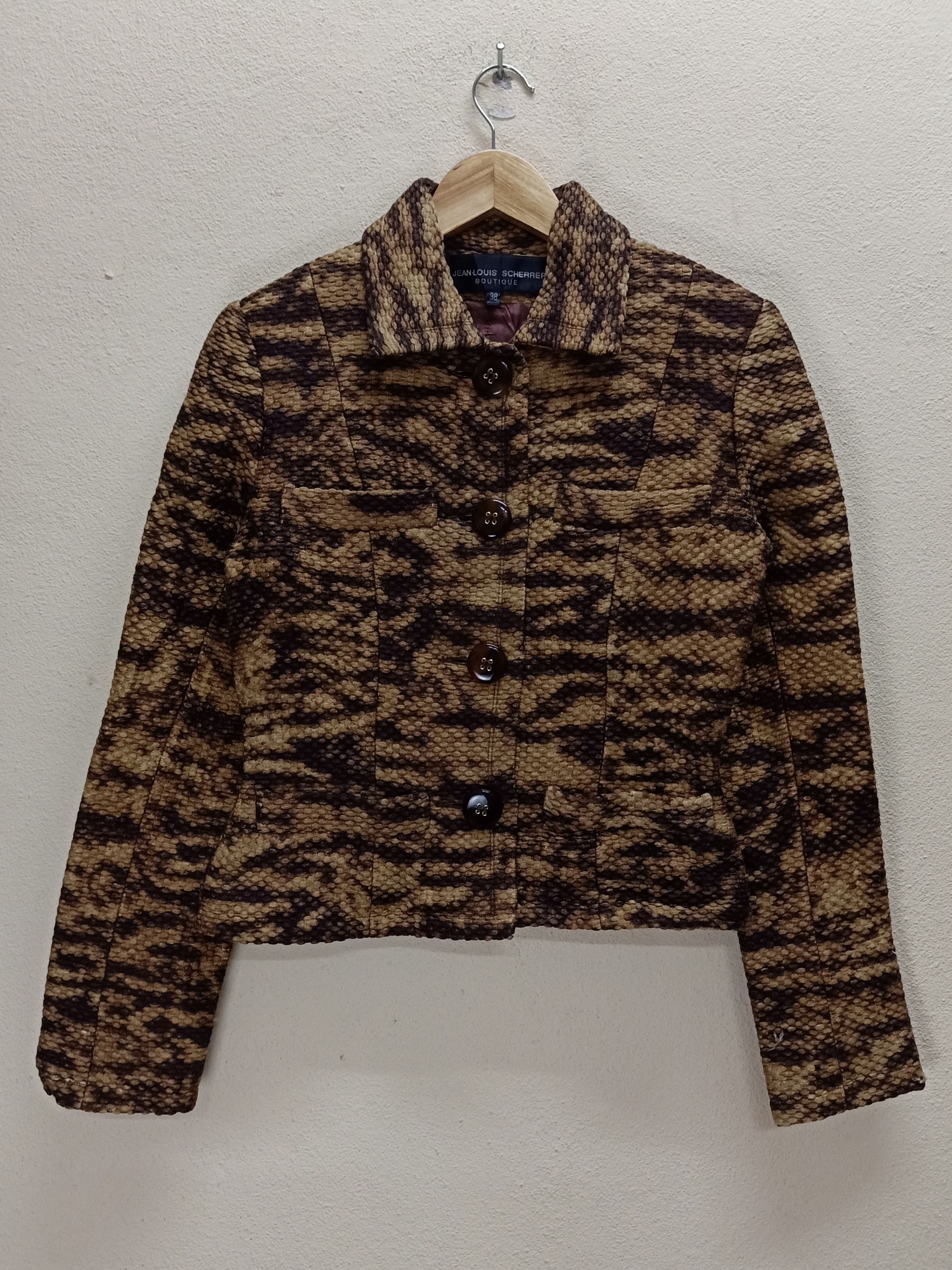 Jean-Louis Scherrer JEAN LOUIS SCHERRER Boutique Tiger Stripes Crop Blazer Size S / US 4 / IT 40 - 2 Thumbnail