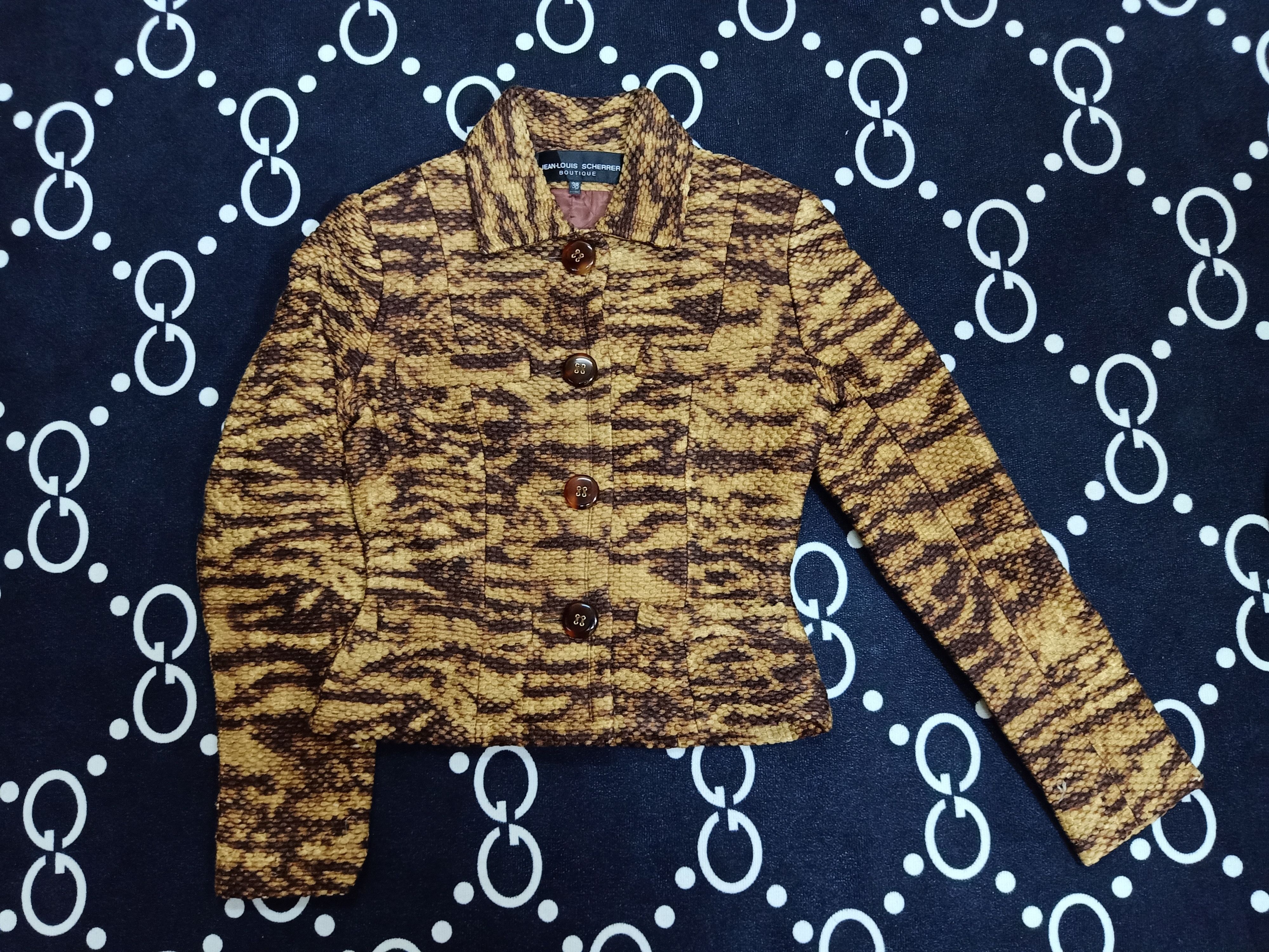 Jean-Louis Scherrer JEAN LOUIS SCHERRER Boutique Tiger Stripes Crop Blazer Size S / US 4 / IT 40 - 4 Thumbnail