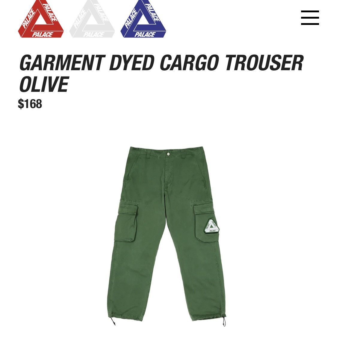 Palace Palace garment dyed cargo pants | Grailed