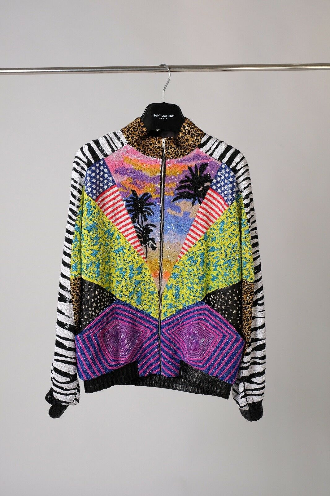 Saint Laurent Paris Saint Laurent Surf Sound Sequins Bomber Souvenir ...