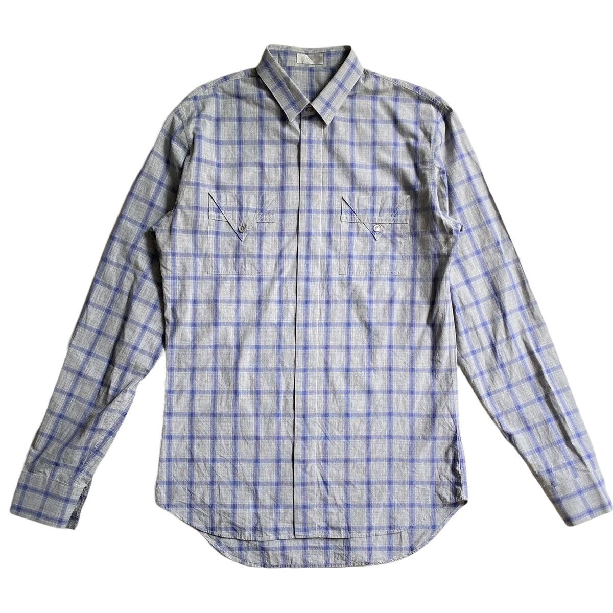 Dior Fall09 Blue/Grey Plaid Pointed Flap Pockets Shirt Size US S / EU 44-46 / 1 - 1 Thumbnail