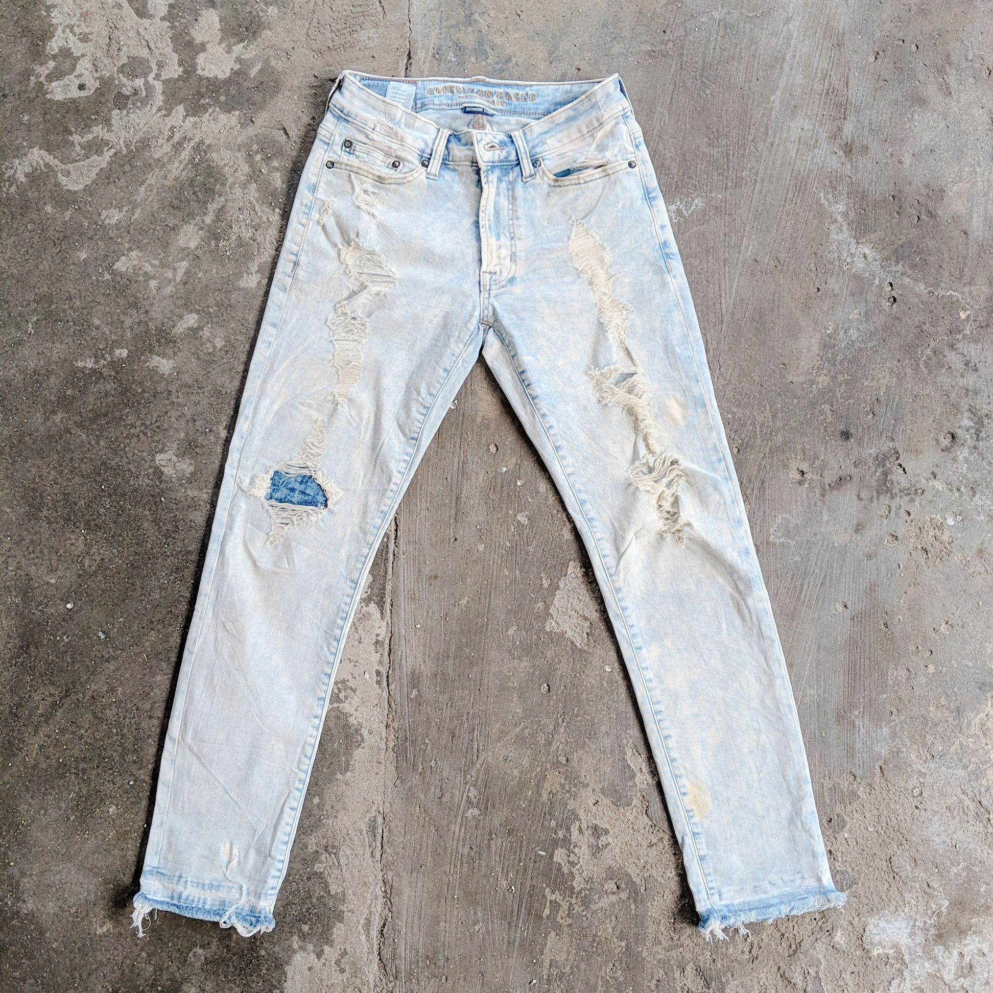 image of American Eagle Outfitters x Distressed Denim Vintage American Eagle Faded Distressed Flex Denim Pan