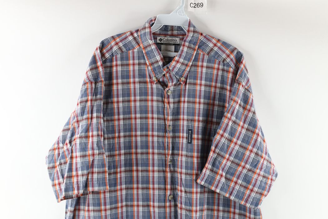 Vintage Columbia Checkered Short Sleeve Collared Camp Button Shirt ...