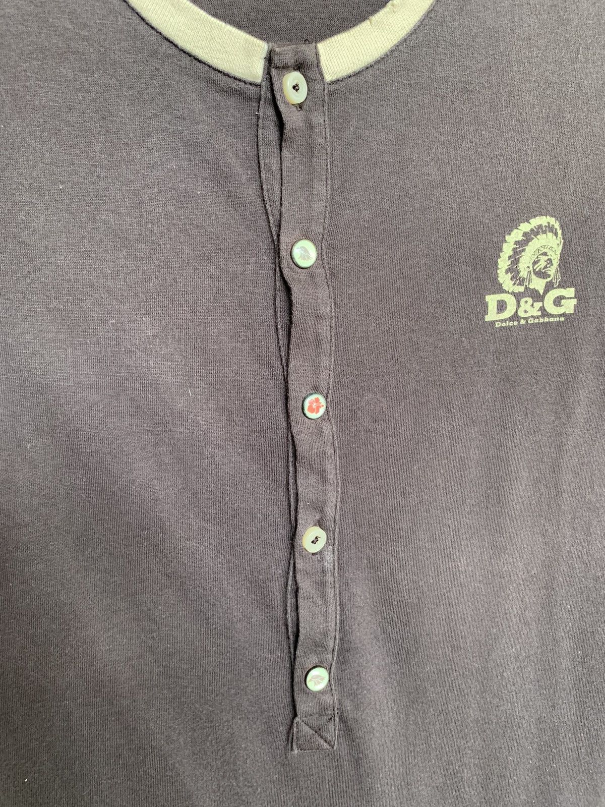 Dolce & Gabbana Rare!! Dolce&Gabbana Cheyenne Black Hawk Half Button T Shirt Size L / US 10 / IT 46 - 11 Thumbnail