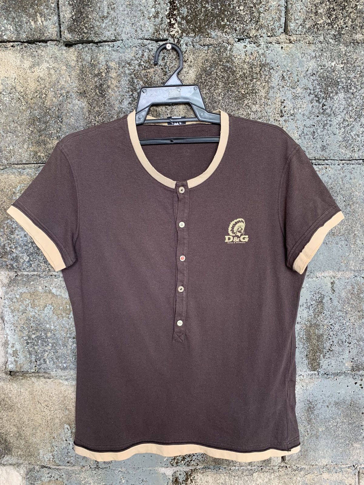 Dolce & Gabbana Rare!! Dolce&Gabbana Cheyenne Black Hawk Half Button T Shirt Size L / US 10 / IT 46 - 3 Thumbnail