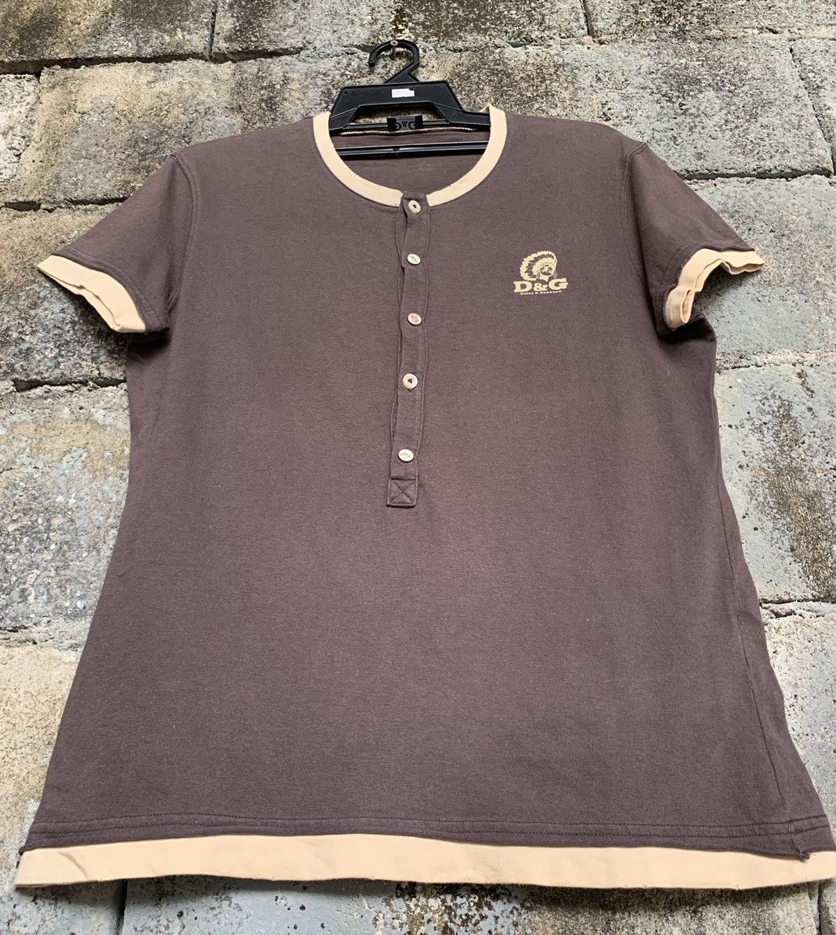 Dolce & Gabbana Rare!! Dolce&Gabbana Cheyenne Black Hawk Half Button T Shirt Size L / US 10 / IT 46 - 13 Thumbnail