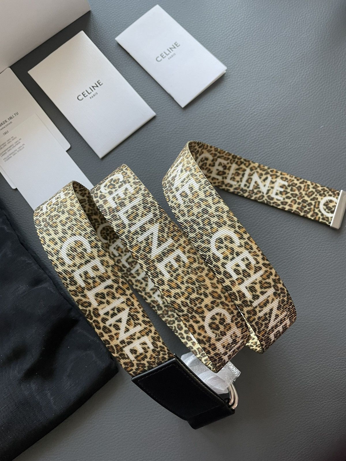 Celine × Hedi Slimane Limited New Rare Super Runway Sold Out Leopard Logo Belt Size ONE SIZE - 3 Thumbnail