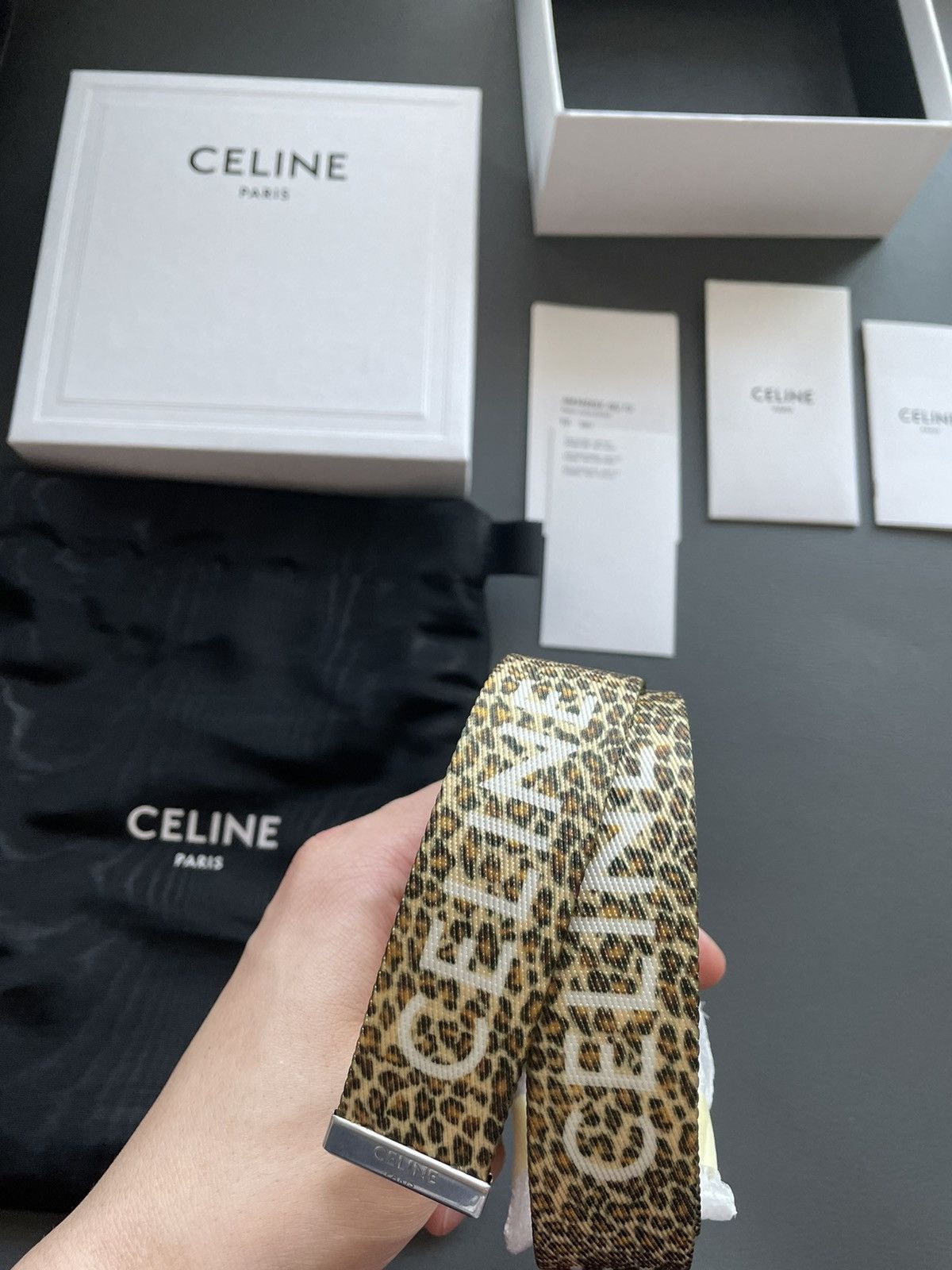 Celine × Hedi Slimane Limited New Rare Super Runway Sold Out Leopard Logo Belt Size ONE SIZE - 10 Thumbnail