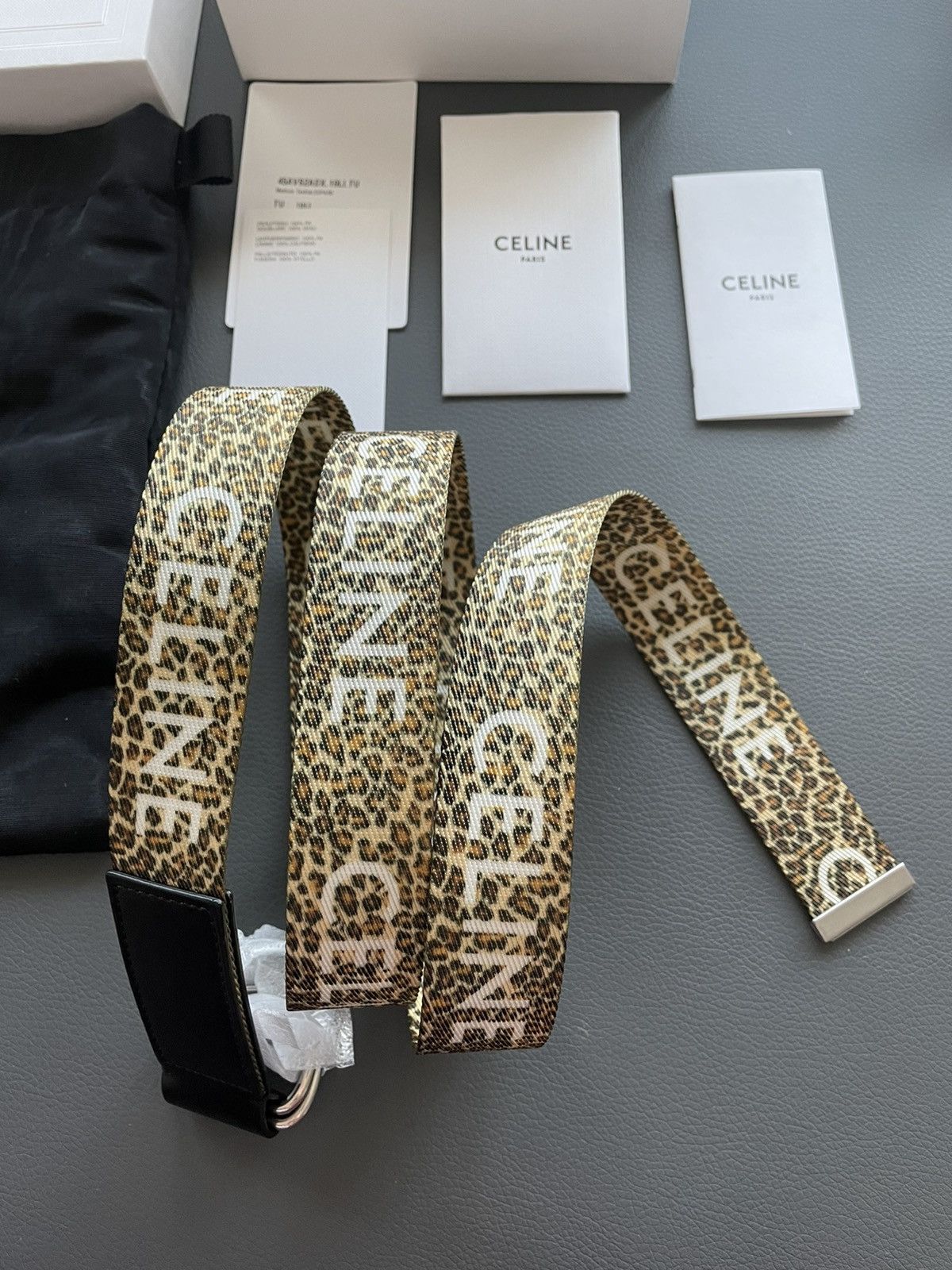 Celine × Hedi Slimane Limited New Rare Super Runway Sold Out Leopard Logo Belt Size ONE SIZE - 2 Thumbnail