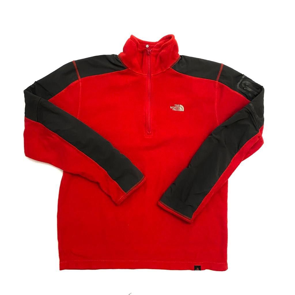 The North Face half zip fleece sweatshirt red black basi tnf