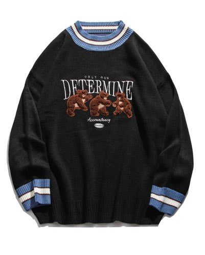 Other Bear Patchwork Striped Knitted Sweater Size US L / EU 52-54 / 3 - 1 Thumbnail