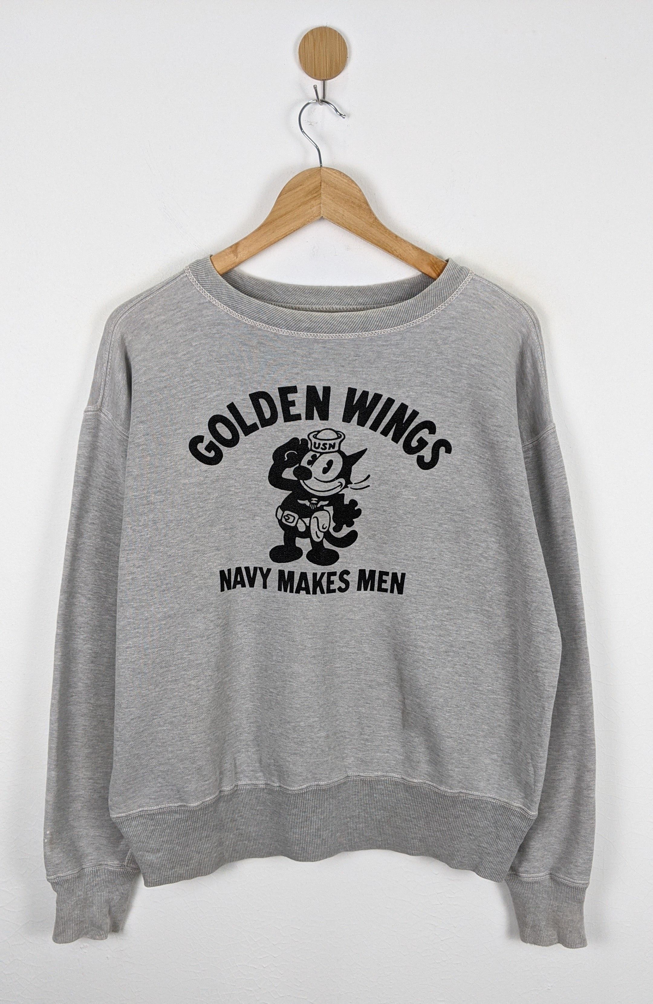image of The Real Mccoys Real Mc Coys Felix Navy Sweatshirt in Grey, Men's (Size Medium)