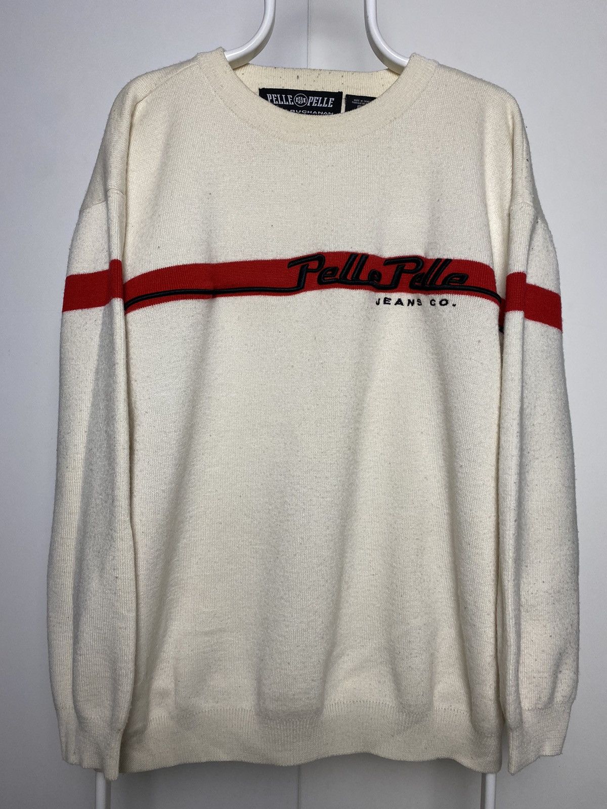 Marc Buchanan 90s Pelle Pelle vintage white / cream sweater Size US XL / EU 56 / 4 - 1 Thumbnail