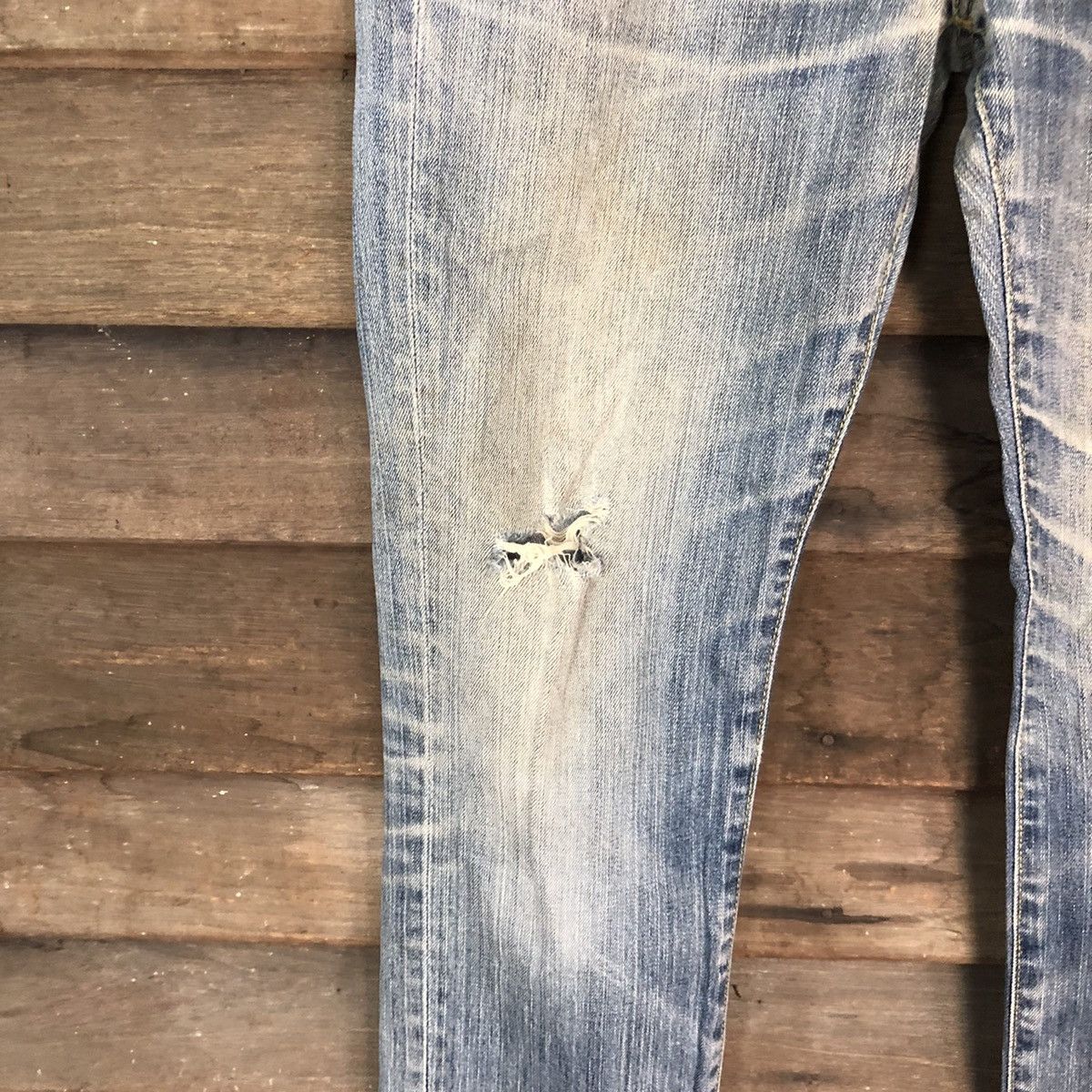 Japanese Brand Original Basic uniqlo japan distressed Denim Pants #4540 Size US 32 / EU 48 - 6 Thumbnail