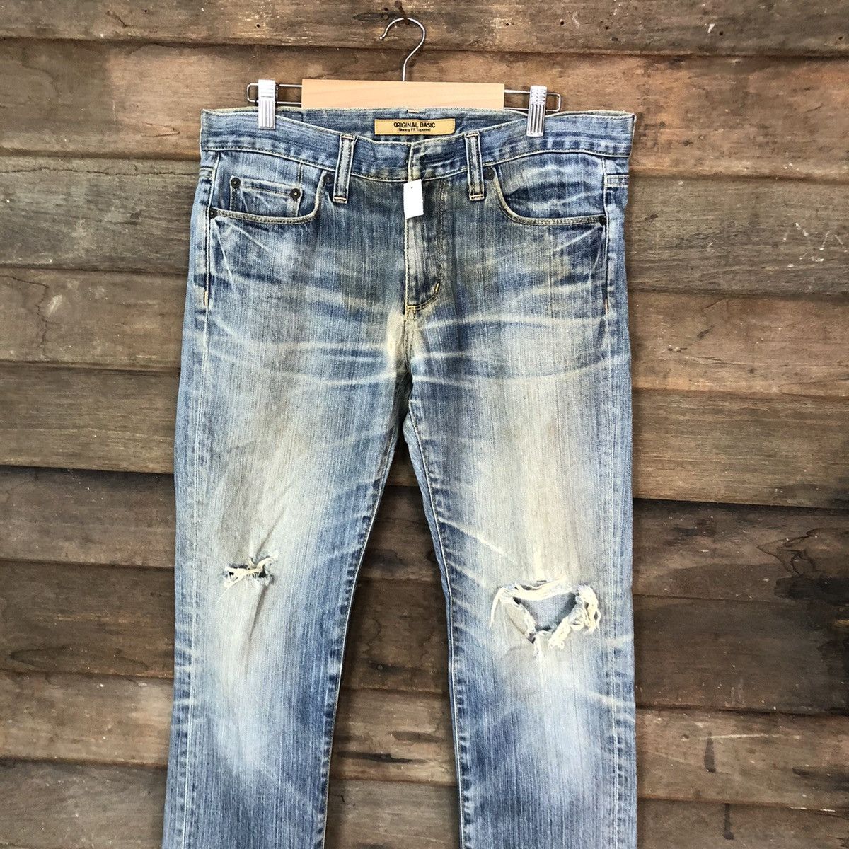 Japanese Brand Original Basic uniqlo japan distressed Denim Pants #4540 Size US 32 / EU 48 - 2 Thumbnail