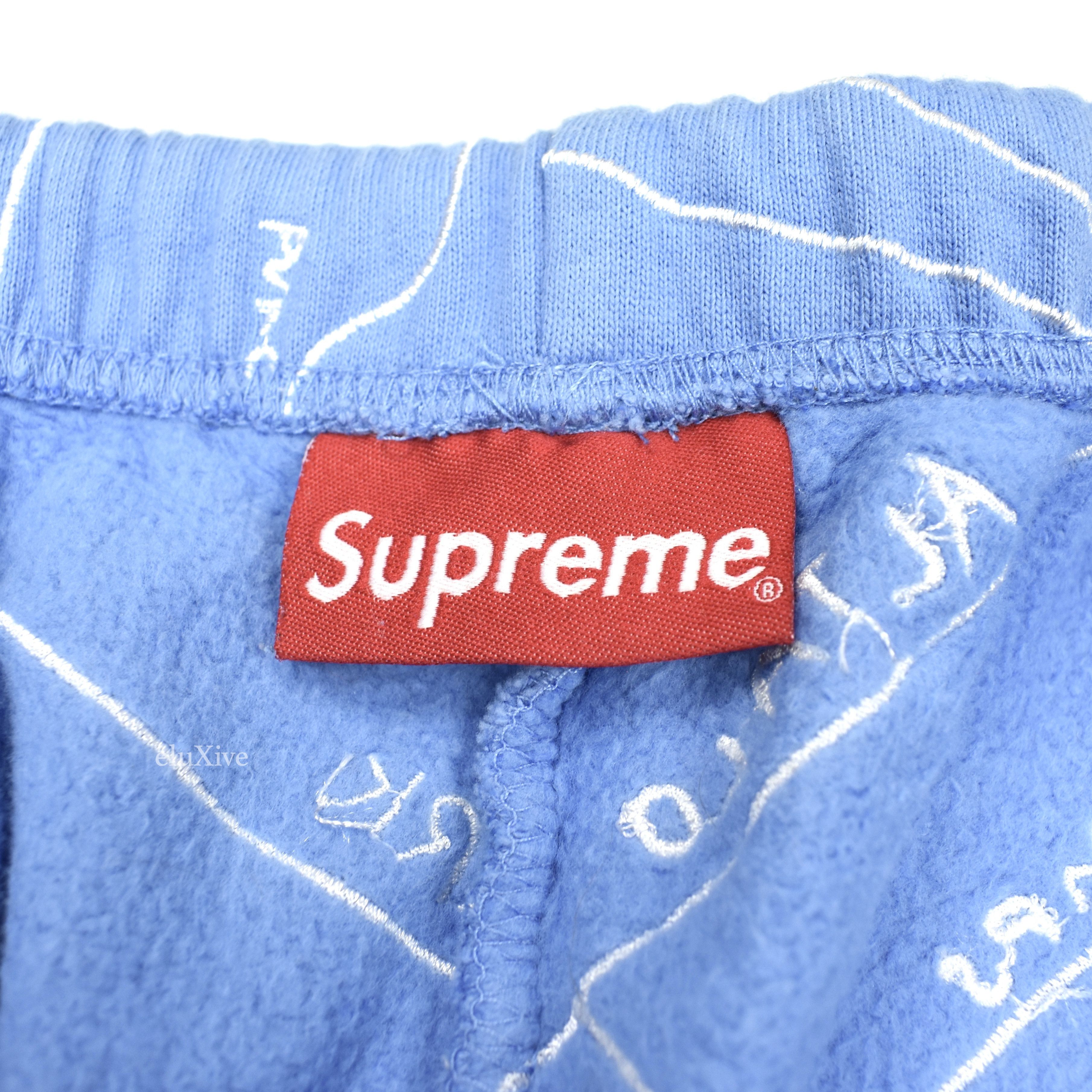 Supreme Gonz Embroidered Map Sweatshorts Light Blue SS19