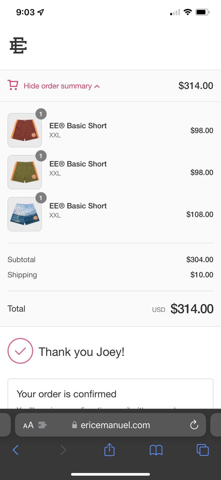 Eric Emanuel EE Basic Short - Moss/Shocking Orange sz XXL Size US 40 / EU 56 - 3 Thumbnail