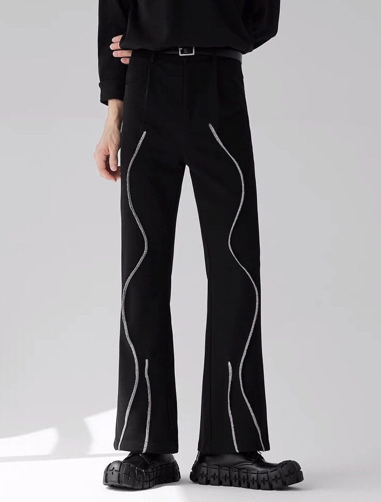 Black 90s y2k wave contrast thread pants