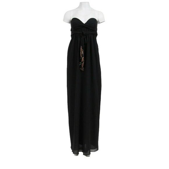 Emilio Pucci Black Silk Stretch Fringe Crystal Tassel Long Dress Size XS / US 0-2 / IT 36-38 - 1 Thumbnail