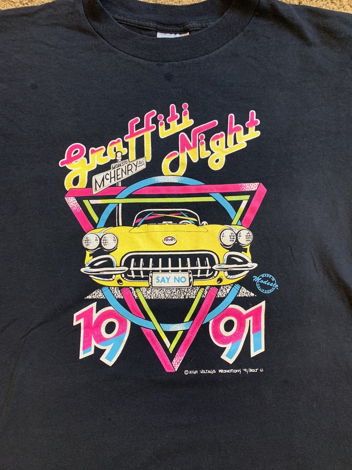 Vintage 1991 Modesto Graffiti Night T Shirt Size US M / EU 48-50 / 2 - 3 Thumbnail