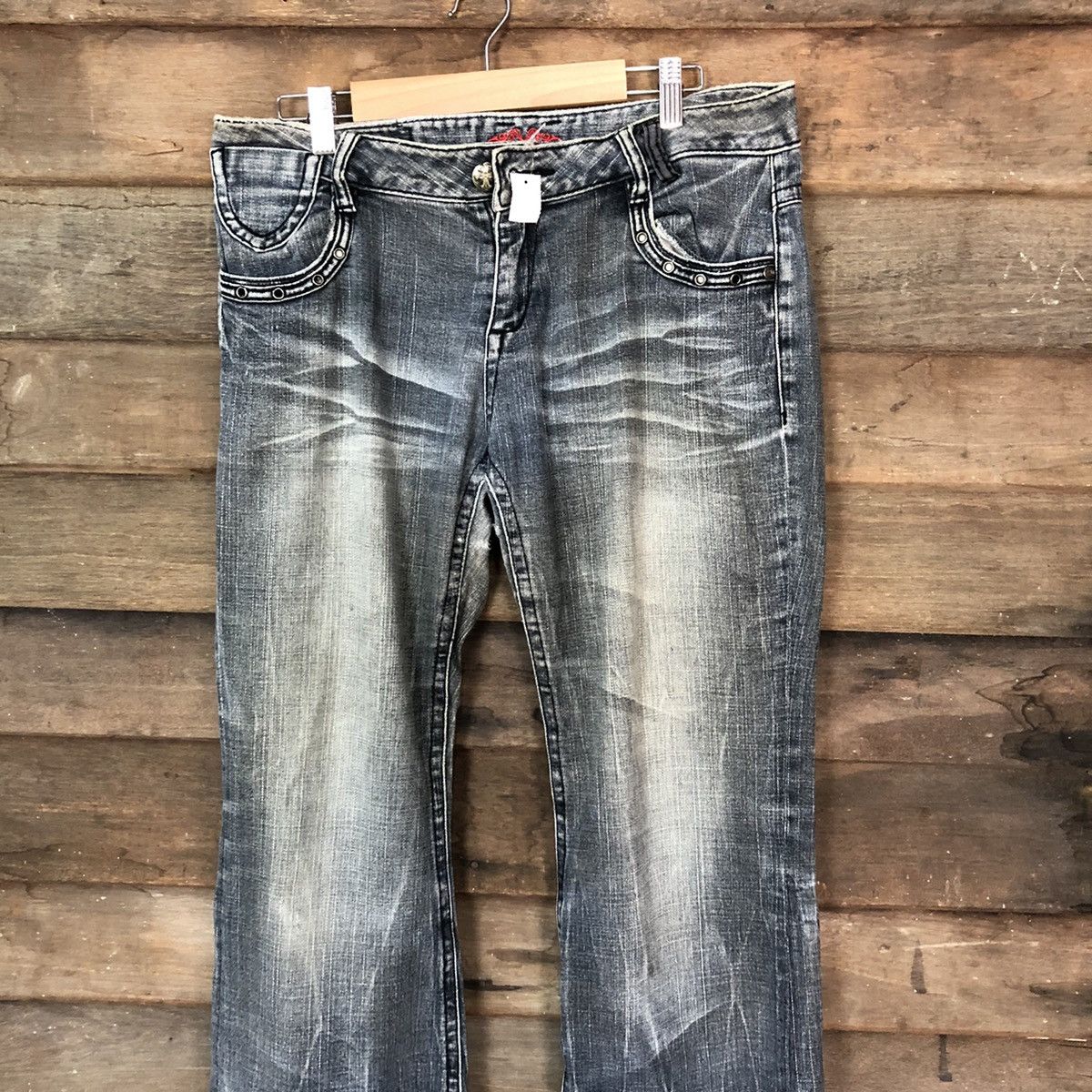 Faded Glory Bcbg faded Black Denim jeans cross vintage Pants #4610 Size 32" / US 10 / IT 46 - 2 Thumbnail