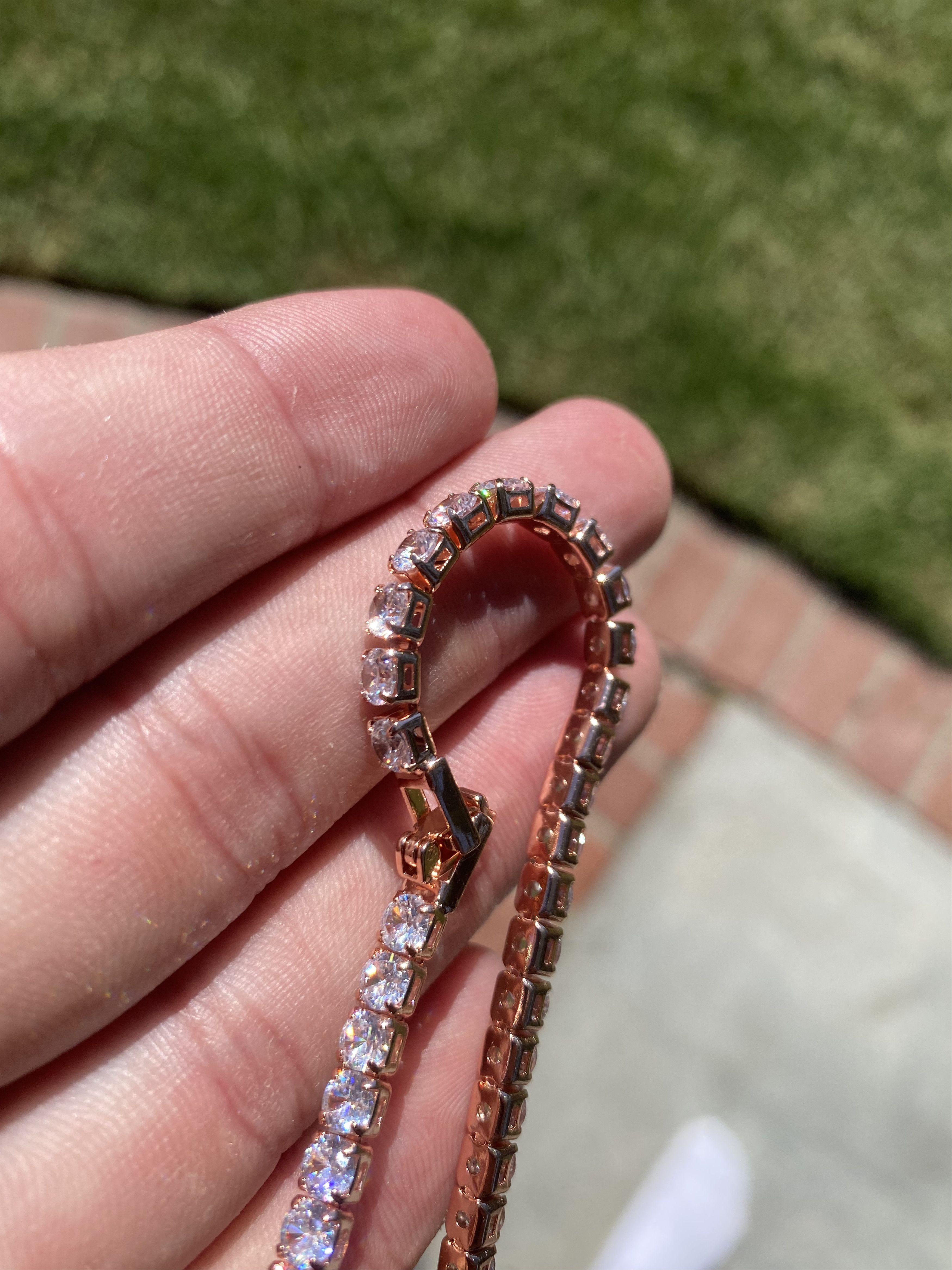Other Rose Gold Diamond Tennis Bracelet (Cz VVS1) Size ONE SIZE - 3 Thumbnail