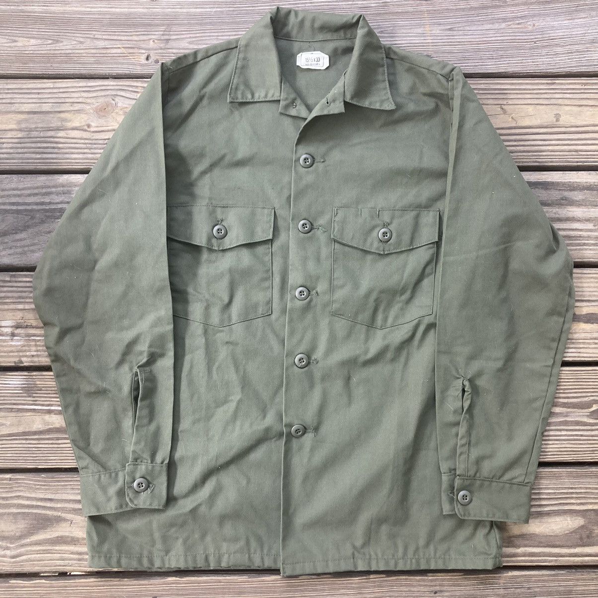 Vintage Vtg Vintage Army Button Up Shirt Camp Collar Military Green ...