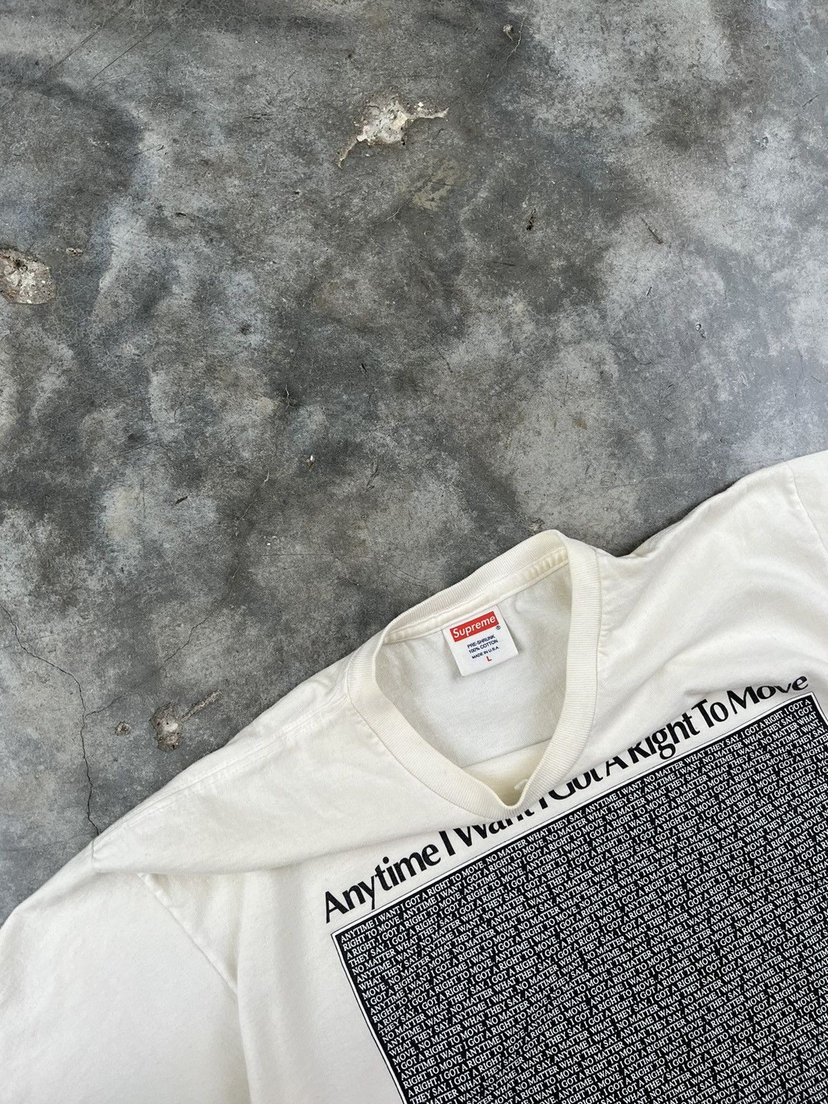 Supreme Supreme 2011 Anytime I Want I Got a Right to Move Tee White Size US L / EU 52-54 / 3 - 3 Thumbnail