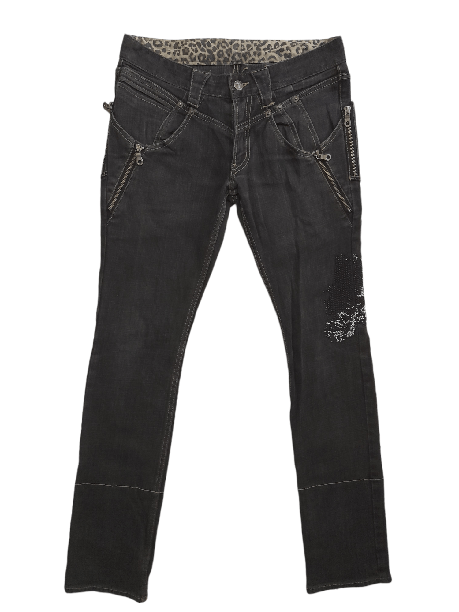 PPFM PPFM Punk Denim Leopard Skull (E362) Size US 30 / EU 46 - 2 Thumbnail