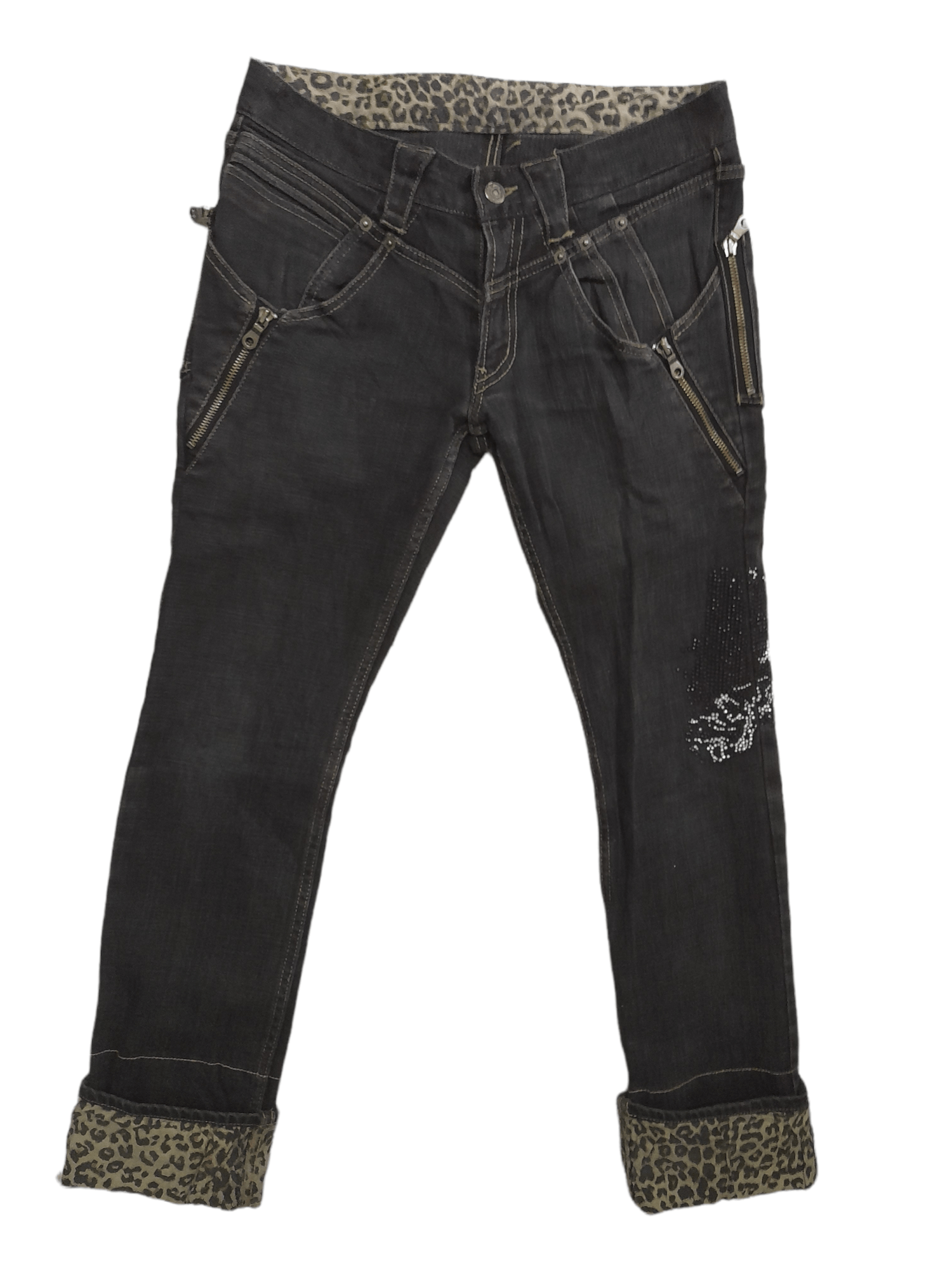 PPFM PPFM Punk Denim Leopard Skull (E362) Size US 30 / EU 46 - 1 Thumbnail