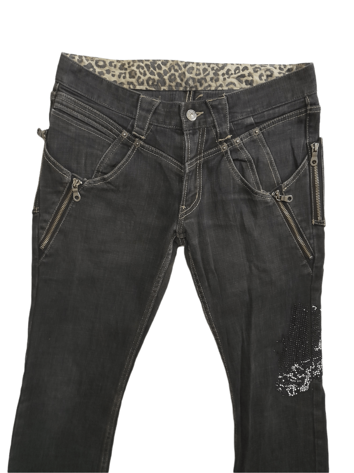 PPFM PPFM Punk Denim Leopard Skull (E362) Size US 30 / EU 46 - 4 Thumbnail