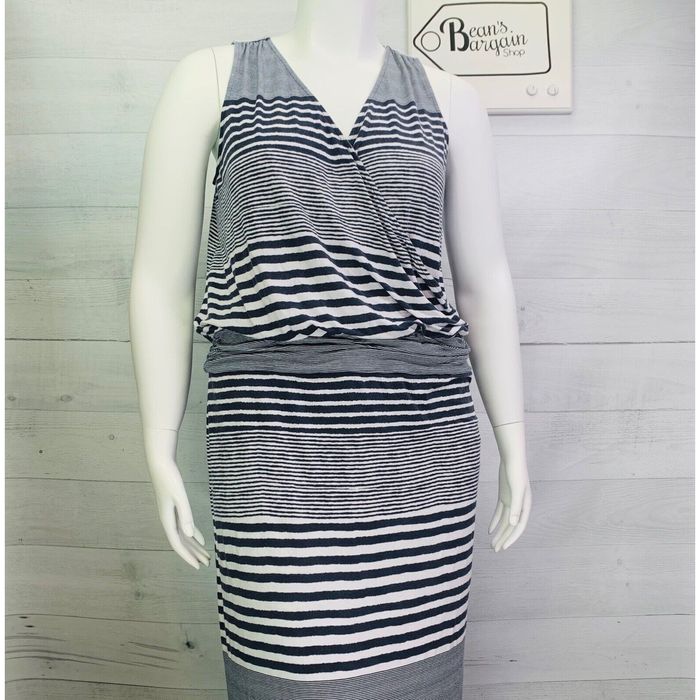 Tommy Bahama Tommy Bahama Womens Maxi Dress Navy Blue Stripe Sleeveless