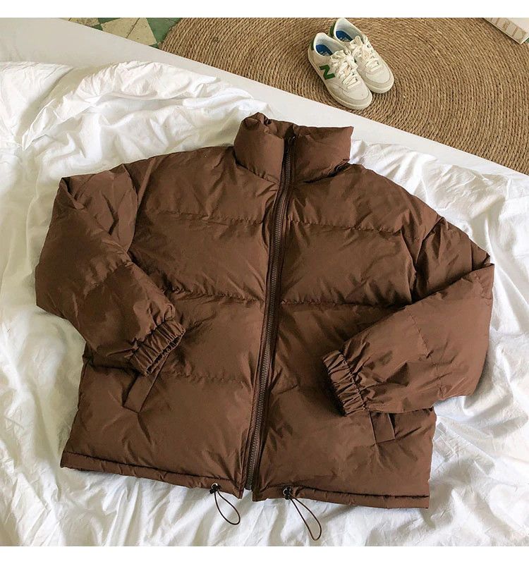 Vintage style oversized brown puffer jacket