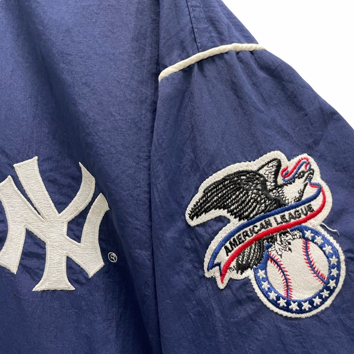 New York Yankees × Starter 💥90s STARTER NEW YORK YANKEES BIG LOGO VARSITY JACKET Size US L / EU 52-54 / 3 - 5 Thumbnail