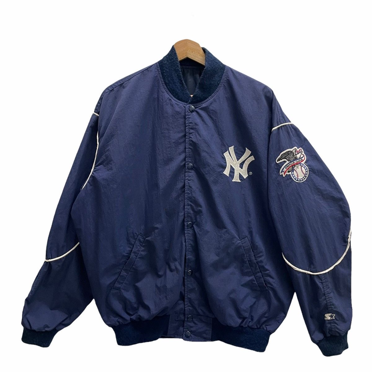 New York Yankees × Starter 💥90s STARTER NEW YORK YANKEES BIG LOGO VARSITY JACKET Size US L / EU 52-54 / 3 - 1 Thumbnail