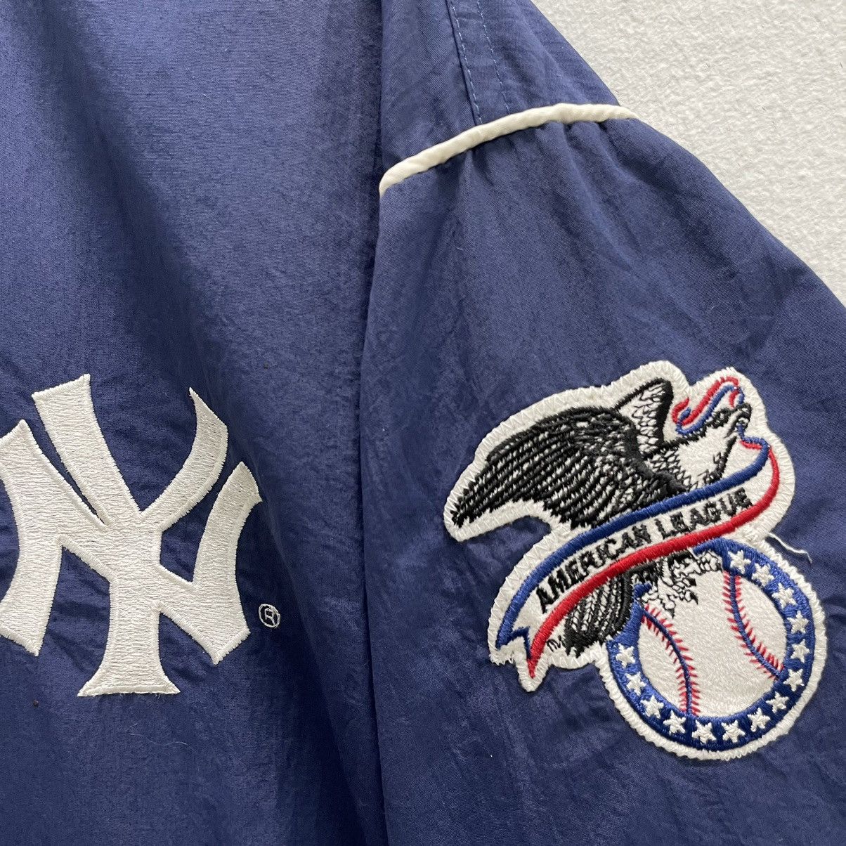 New York Yankees × Starter 💥90s STARTER NEW YORK YANKEES BIG LOGO VARSITY JACKET Size US L / EU 52-54 / 3 - 7 Thumbnail
