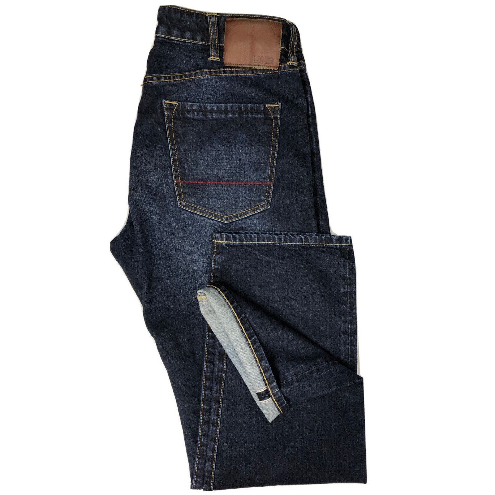 Designer DH3 Jett Mens 36x30 Blue Denim Jeans Selvage Straight Leg ...