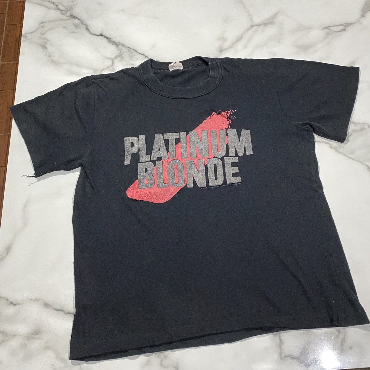 image of Band Tees x Rock Band Vintage 80's Platinum Blonde - Alien Invasion Tour '85 in Black (Size Small)