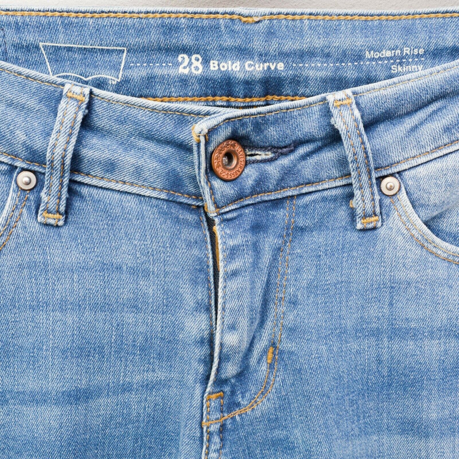 Levi's Modern Rise Skinny Jeans W28 L34 Blue Trousers Zip Up Pants Size 28" / US 6 / IT 42 - 4 Thumbnail