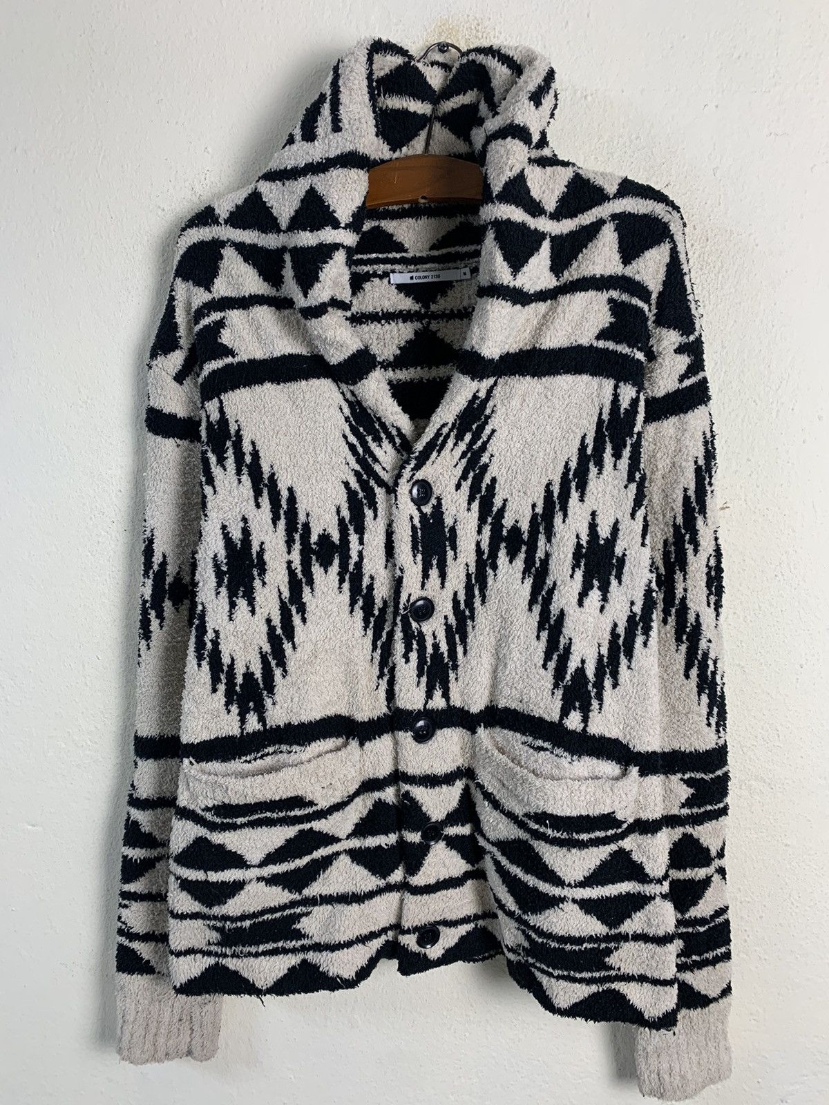 image of Colony 2139 Aztech Navajo Fleece Jacket in White, Men's (Size Medium)