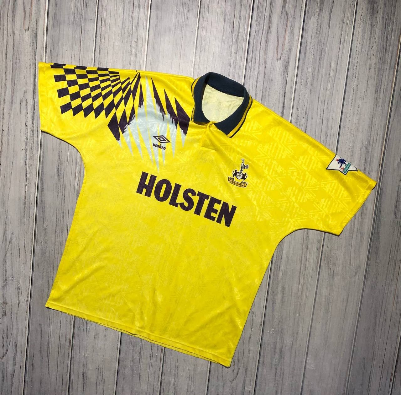 image of Soccer Jersey x Umbro Tottenham Hotspur 1991/1995 Ruddock 6 Away Shirt Jersey in Yellow (Size XL)