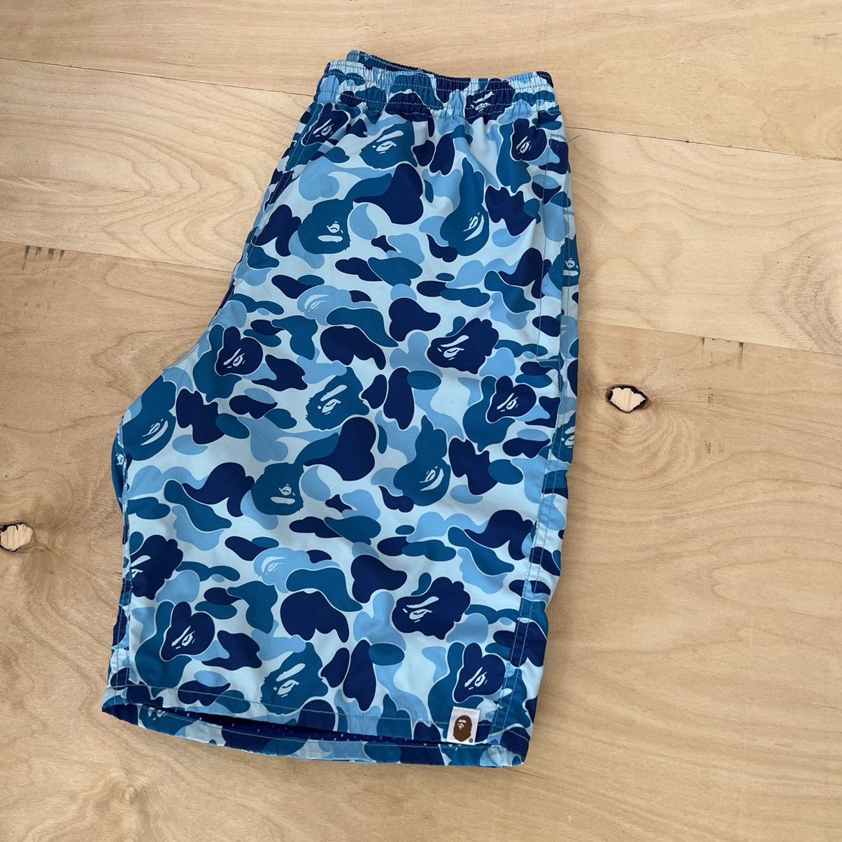Bape ABC Camo Beach Shorts L Blue Camouflage A Bathing Ape