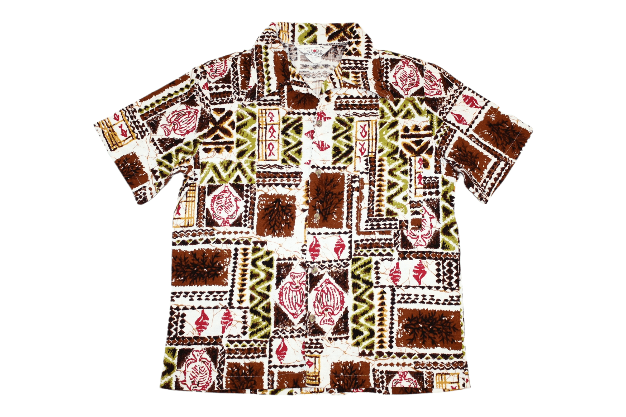 image of VTG J.c. Penney Abstract Art Hawaiian Shirt in Mix, Men's (Size Large)