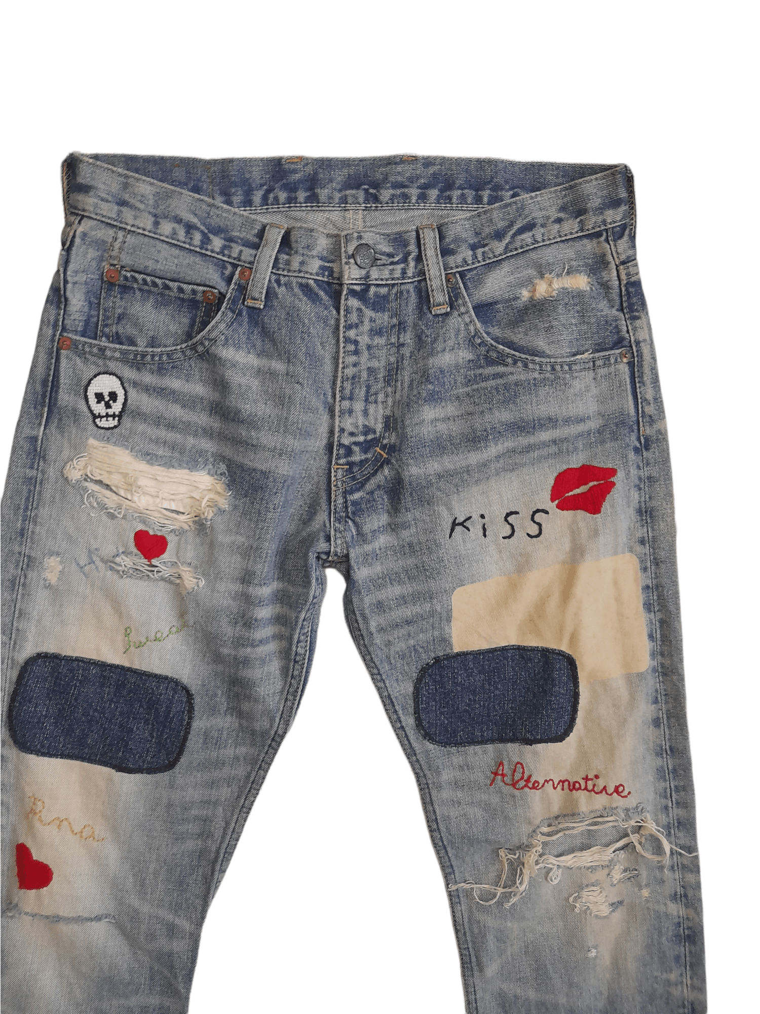 Japanese Brand RNA Sweat & Bloods Distressed Denim Punk (E367) w30 Size US 30 / EU 46 - 3 Thumbnail